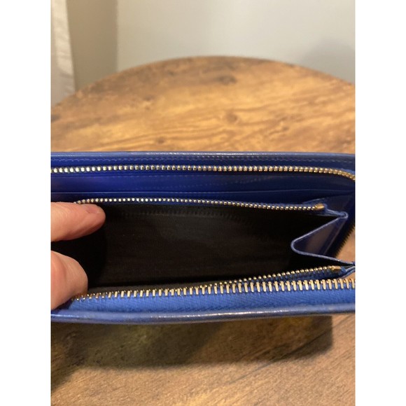Saint Laurent Rive Gauche Leather Zip Around Wallet Blue - Picture 9 of 16